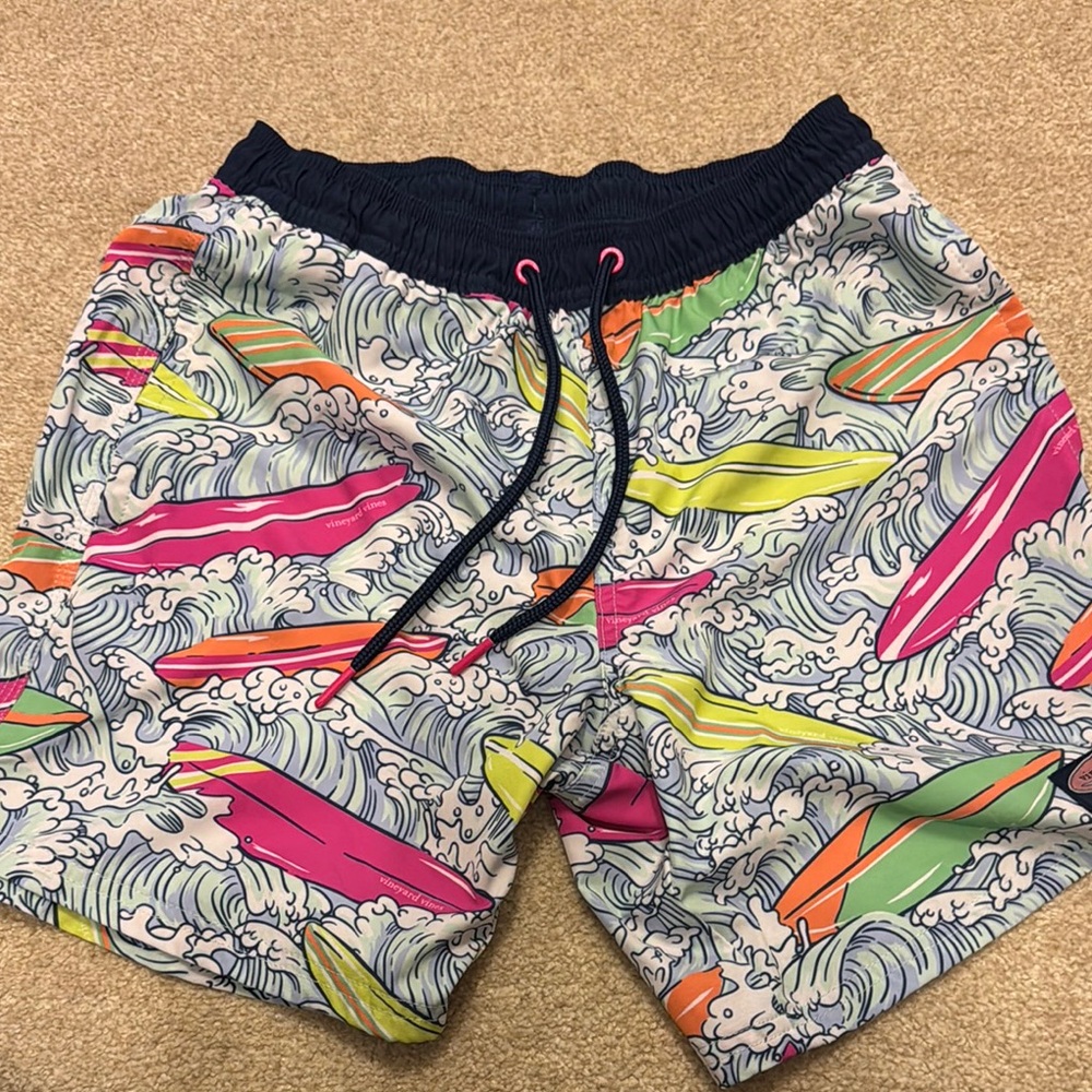 Colorful Surfboard Print Men's Swim Shorts